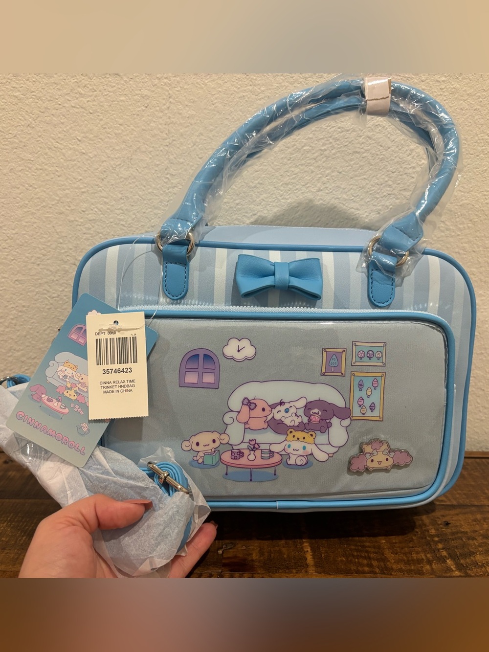 Her Universe Light Blue Cinnamoroll Bow Top-Handle Tote